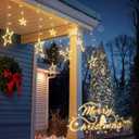 126L Warm White Star Icicle Lights, 8.2FT Clear Curtain Fairy String with Connectable, Timer 8 Modes Memory, Waterproof Hanging for Christmas,Ramadan,Party,Wedding Indoor Outdoor Decorations