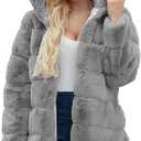 Faux Fur Jacket Coat Hooded Warm Winter Outwear Thicken Jackets Parka Long Cardigan Overcoat Fashion Clothes, XL