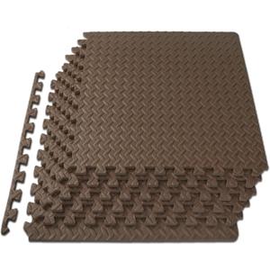 ProsourceFit Exercise Puzzle Mat -inch, EVA Interlocking Foam Floor Tiles for Home Gym, Workout Equipment, Kids Play Areas, Brown, 24 Sq Ft - 6 Tiles