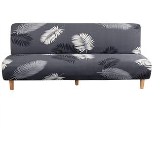 MIFXIN Armless Sofa Cover Futon Slipcover Stretch Elastic Folding Sofa Bed Non-Armrest Couch Furniture Protector Spandex Printed Washable Sofa Cover Without Armrests (Grey Feather)