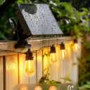 Minetom 58FT Solar String Lights Outdoor Waterproof, 17 LED S14 Shatterproof Bulb, Patio Lights with Remote Type-C Port Timable, 3 Light Modes Dimmable Solar String Lights for Outside, Yard, Camping
