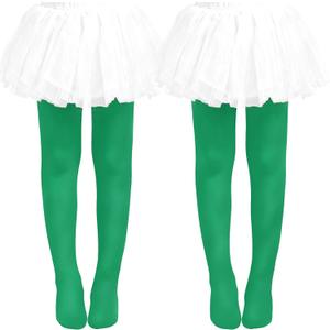 Carnavalife Pantyhose for Girls in Colors and Sizes, Stretchy, Soft and Comfortable, Ideal for School, Events (Green, M)