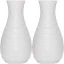 2 Pack Composite Plastics Flower Vase, Unbreakable Ceramic Look Vase for Home Decor Centerpieces, Arranging Bouquets (White)