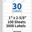 [100 Sheets 3000 Labels] BESTIKER Address Labels 1 x 2-5/8 Shipping Mailing Labels 30 per Page Printable FBA Barcode Label, Laser & Inkjet Printer Labels 30up White