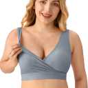 HBselect Nursing Bras for Breastfeeding, Maternity Nursing Sleep Bra Wireless Pregnancy Sleep Bralette 3/5 Pack, Large, Black/Blue/Gray/Purplebean/Beige