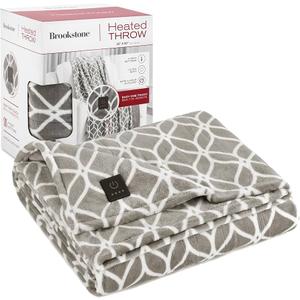 Brookstone Heated Plush Throw Taupe Trellis, Size 50"x60" Inch Brookstone Heated Plush Throw Taupe Trellis, Size 50"x60" Inch