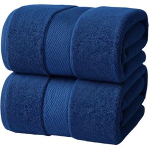 Infinitee Xclusives Luxury Bath Sheets Towels  2 Pack 600 GSM (35X70 Inches) 100% Ring Spun Cotton Large Bath Towels for Bathroom (Tranquil Navy, Bath Sheet Pack of 2)