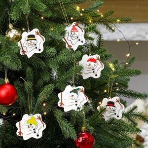 Chunful 6 Pcs Christmas Snowman Ornaments Wooden Melted Snowmen Crafts for Hanging Christmas Tree Decoration Xmas Holiday Party Supplies Decor