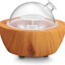 280ml Glass Essential Oil Diffuser Wood Grain Base Air Aroma Diffusers for Aromatherapy Cool Mist Humidifier with Safe Auto Shut-Off and 7 Color LED Night Lights for Home Office Room (Yellow-wood Grain)