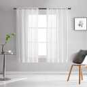 Off White Semi Sheer Curtains 63 Inches Long Faux Linen Off White Sheers with Rod Pocket for Bedroom Living Room Girls Kids Room 2 Panels 52x63