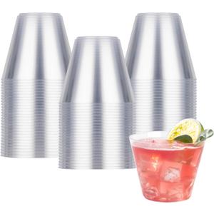 Goodluck 50PCS 9oz Clear Plastic Cups for Party, Disposable Clear Plastic Cups, Cocktail Glasses for Wedding Thanksgiving, Christmas, and Parties