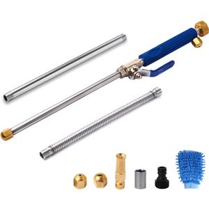 High Pressure Power Washer Wand, Hydro Jet Water Wand Pressure Sprayer,Flexible Garden Watering Wand with 3 Hose Nozzle Universal Hose End for Car Pet Window Patio Gutter Cleaning Tool Blue