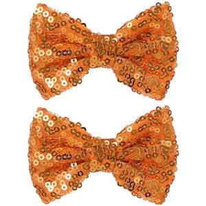 Glitter Orange Sequins Hair Bows 3in Sparkly Alligator Clip Hair Pin Barrettes for Teens Toddler Baby Girls Happy Fall Thanksgiving Day Halloween Dress Decor Accessory Gift 