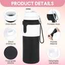 LemonRoad 2 Pcs 26 oz Silicone Collapsible Water Bottle, Portable Foldable Water Bottle Leakproof with Carabiner Reuseable Lightweight for Travel Sports Hiking Camping Cycling Office (Black,Pink)