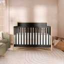 Dream On Me Owen 5-in-1 Convertible Full-Size Baby Crib in Matte Black, GreenGuard Gold & BSA, Converts to Toddler, Day, & Full-Size Bed, Non-Toxic Paint, Safe Sleep Environment, 53.7"L x 29.6"W x 42.1"H