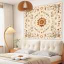 Apdidl Boho Sun Floral Tapestry Wall Hanging Bedroom Aesthetic, Bohemian Vintage Moon Girl Room Decor Tapestries, Cute India Hippie Outdoor Wall Covering for Living Room Dorm (51"X60")