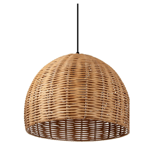 Arturesthome Hand Woven Rattan Pendant Lighting Fixture, 1-Light Bohemian Weaving Natural Ceiling Hanging Light, Farmhouse Coastal Chandelier for Kitchen Island, Living Room, Dining Room