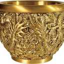 Golden Brass Treasure Bowl Feng Shui Offering Bowl Chinese Style Wealth Basin Good Lucky Porsperity Table Centerpieces Home Office Decorations for Friends