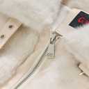 GRAN ORIENTE Womens Belted Winter Faux Fur Coats, Cropped Fuzzy Cuff Furry Zipper Up Warm Jackets Outwear (Beige, L)