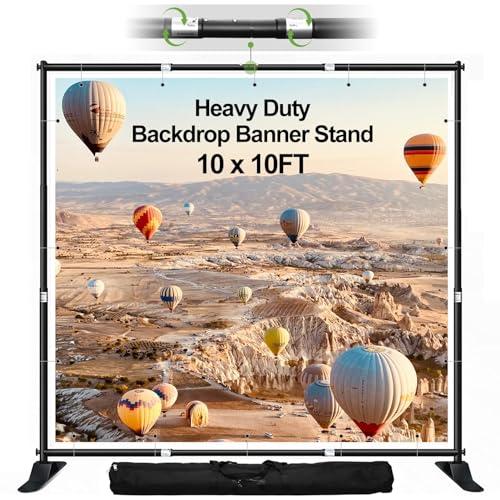 FUDESY 10x10 ft Backdrop Banner Stand, Heavy Duty Adjustable Background Kit With Carrying Bag, Step and Repeat Photography Frame for Trade Show Display Photo Booth Parties