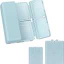 FYY 2 Pcs Daily Pill Organizer, 7 Compartments Portable Pill Case Travel Pill Organizer,[Folding Design] Pill Box for Purse Pocket to Hold Vitamins,Cod Liver Oil,Supplements and Medication-Blue (Large (1 Piece), Small (1 Piece))