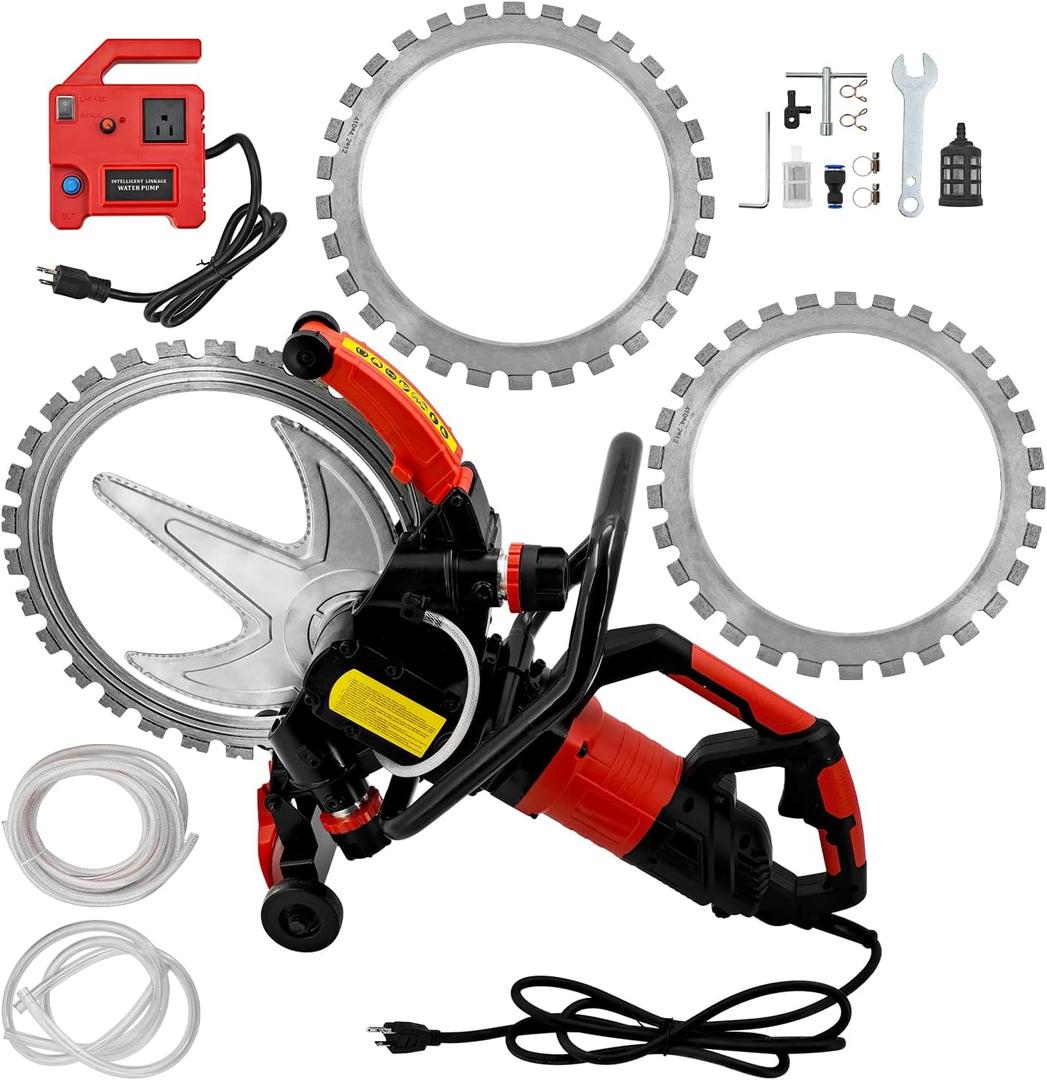 3200W Electric Concrete Ring Saw 16 Inch, 110V 4000RPM Wall Cutting Machine with Water Fed Dust Suppression & 2 Blades, 29CM(11.4 Inch) Cutting Depth, for Concrete Stone Granite Masonry