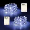 3 x Fairy Lights Battery Operated String Lights 16.4ft 50LED Flashing and Constant Light Waterproof Silver Wire for Christmas DIY Party Wedding Decoration (White, 2 Pack)