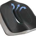 Seat Cushion for Tailbone Pain Relief, Memory Foam Coccyx Cushion for Office Chair & Car, Ergonomic Chair Pad with Non-Slip Cover & Handle, Sciatica Relief for Gaming Chair (Black)