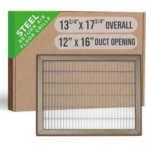 Fits 12x16 and 16x12 Duct Opening | Return Air Floor Grille by Handua | Walkable Vent Cover Grill for Floor | Brown | Heavy Duty Fixed Blades | Outer Dimensions: 13.75"W X 17.75"H