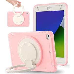 BATYUE Shockproof Case for iPad mini 4/5 (2015/2019) - 360° Multi-Angle Stand (Portrait & Landscape) & Grip, Pencil Holder (Elastic Loop), Multi-Scene for All Ages, Pink