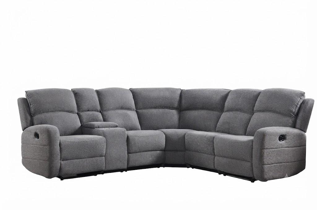 Fabric L-Shaped Reclining Sectional Sofa Couch for Living Room, Manual Recliner Oversized Sofa, with Padded Headrest, 2 Cup Holders, Storage Space, 5-Seater Home Furniture Set, Grey 54"L x 38"D x 40.5"H