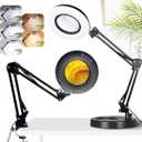 Magnifying Glass with Light - Lighted Magnifying Glass Magnifying Lamp 5 Color Modes Stepless Dimmable 2-in-1 Hands Free Magnifier with Light Magnifying Glass for Close Work Reading Repair