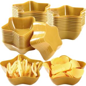 Honeydak  Pcs Gold Star Shaped Plastic Plates 6.7 Inch Reusable Star Dessert Snack Plates Gold Candy Dishes Buffet Salad Bowls Pentagram Dinnerware for Wedding Birthday Holiday Party