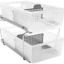 madesmart 2-Tier Organizer, Multi-Purpose Slide-Out Storage Baskets with Handles and Dividers, Frost