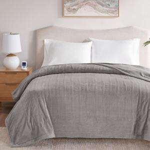 Beautyrest Heated Electric Blanket for Cold Weather, Fast Heating Wi-Fi Heated Blanket, Voice Command Alexa Compatible, Auto Shut Off, Virtually Zero EMF, 20 Heat Setting, UL Certified, Queen Gray