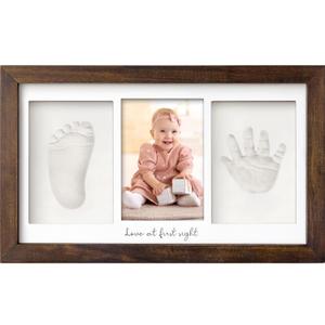 KeaBabies Baby Hand and Footprint Kit - Clay Handprint Keepsake Frame, Newborn Nursery Picture Frame, Personalized New Mom Gifts for Shower & Registry, First Mother's Day (Dark Walnut)