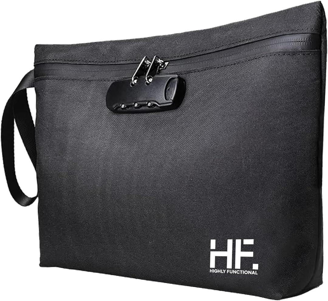 Secure Money Travel Bag with Zipper, Multiple Pockets and Combination Lock Close (Black)