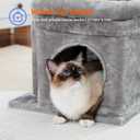 PEQULTI Cat Tree Tower for Indoor Cats with Private Cozy Cat Condo, Natural Sisal Scratching Posts and Plush Pom-pom for Small Cats