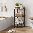 Tajsoon Corner Shelf Stand, 3 Tier Industrial Corner Shelves, Multipurpose Standing Display Shelf, Corner Shelving Unit for Bedroom, Living Room, Office, Kitchen, Rustic Brown