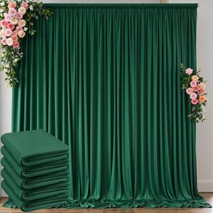 20 ft x 10 ft Wrinkle Free Hunter Green Backdrop Curtain for Parties, Polyester Dark Green Photo Backdrop Drapes 4 Panels 5x10ft for Baby Shower Wedding Birthday Party Photography Curtains