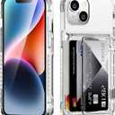 ACANDYA for iPhone 15 Plus Case Wallet iPhone 14 Plus Case Clear Protective Case Credit Card Holder Heavy Duty Shockproof Anti-Scratch Anti-Yellow Cover for iPhone 14 Plus 15 Plus 6.7 inch Transparent