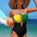 Women's One Piece Swimsuit Tummy Control Bathing Suit Sexy Flattering Cutout Criss Cross Swimwear, L