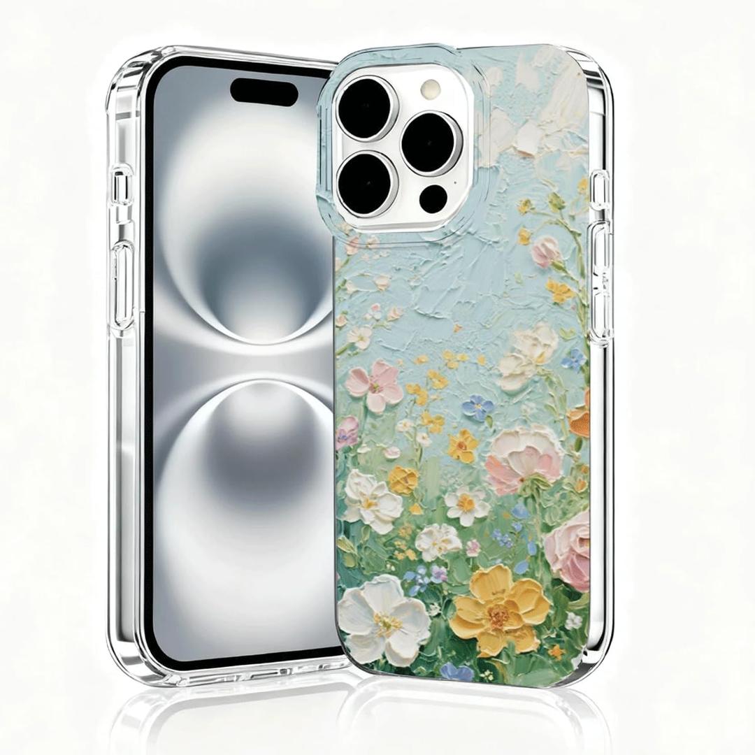 for iPhone 16 Pro Max Case, Floral Clear Cases for iPhone 16 Pro Max, Cute Floral Pattern Flower Design, Scratch Resistant Shockproof Cover, Aesthetic Phone CoverB137