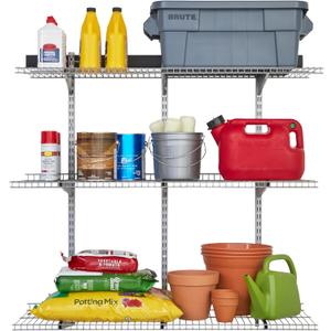 Rubbermaid Fasttrack Rail Storage 48"x16" 3-Shelf Kit, 350 lbs. Per Shelf, for Home/Garage/Shed/Workshop Organization