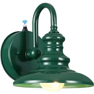 LONEDRUID Dusk to Dawn Sensor Outdoor Gooseneck Barn Light Fixtures Green Exterior Wall Sconce Lighting Rustic Outside Porch Lantern Farmhouse Wall Mount Lamp for House Garage Patio