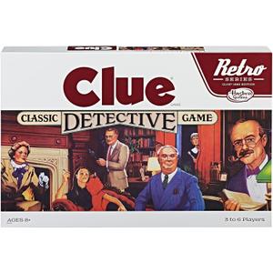 Hasbro Gaming Retro Series Clue 1986 Edition Board Game, Classic Mystery Game for Kids, Family Board Games for 3-6 Players, Ages 8+ 