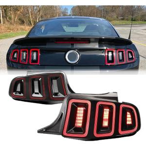 LED Sequential Tail Light Set With Red Lens Fit for 2010 2011 2012 2013 2014 Ford Mustang Tail Light Replacement Assembly,1 Pair