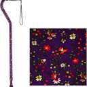 NOVA Designer Walking Cane with Offset Handle, Lightweight Adjustable Walking Stick with Carrying Strap, “Purple Bliss” Design