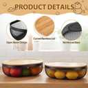 2 Pcs Oval Metal Mesh Storage Baskets with Tray Lids, Black Wire Organizer for Kitchen Countertop, Multi-functional Fruit and Bread Baskets for Home, Cabinet and Decorative Storage