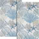 Miaoquhe Nautical Blue Coral Hand Towels for Bathroom Set of 2 Sea Coral Kitchen Towels Decorative Soft Absorbent Ocean Theme Hand Bath Towels Summer Fingertip Towel for Shower Face Spa 14"x28"